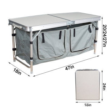 Lightweight Height Adjustable Foldable storage kitchen camping table with Large 2 Compartment Storage Bag for BBQ Party